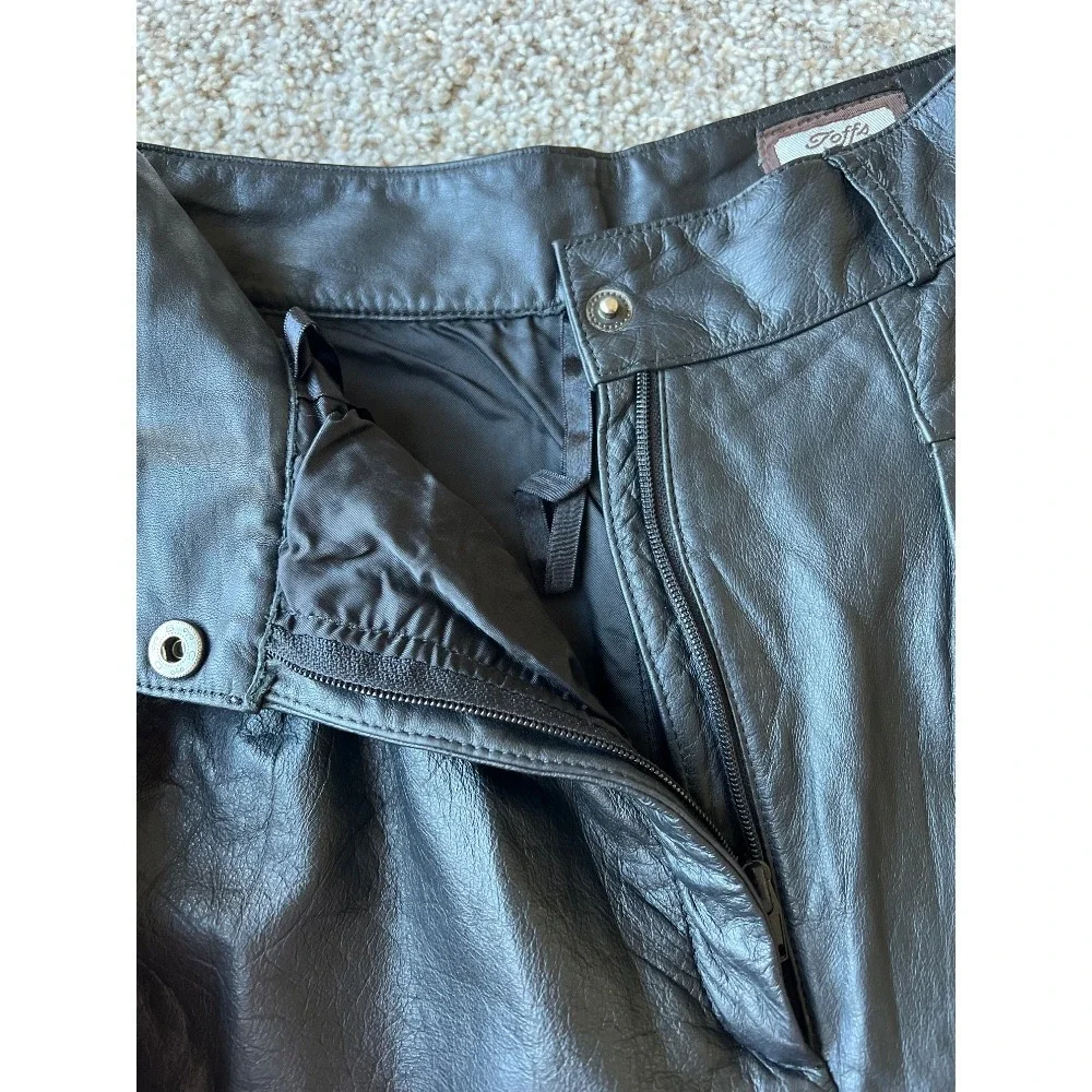 Vintage 80s Leather Pants High Waist Pleated Black‎ Size 6 Toffs